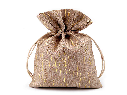 Gift Bag with Golden Effect 13x18 cm Jute Imitation