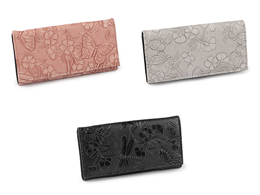 Geldbörse für Damen Libellen und Schmetterlinge, 9,5 x 19 cm