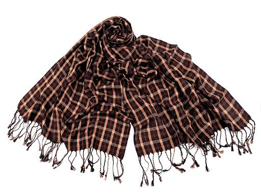 Casual Checkered Shawl with Fringes 70x170 cm