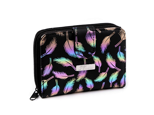 Ladies Wallet, Metallic Feathers 10x14 cm