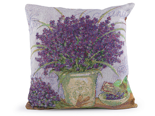 Housse de coussin type Tapisserie - Lavande, Fleurs, 45 x 45 cm