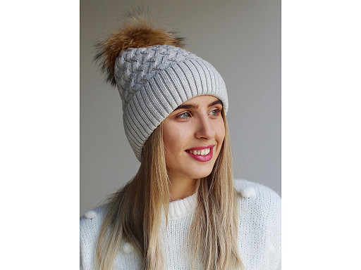 Bonnet d’hiver pour femme/fille avec pompon en fourrure, Emi Ross 