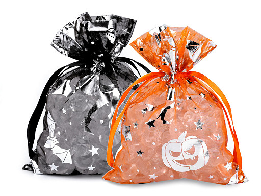 Sacchetto regalo in organza, motivo: strega / Halloween, dimensioni: 13 x 18 cm 