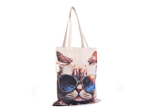 Tote bag en coton chat, 34 x 43 cm