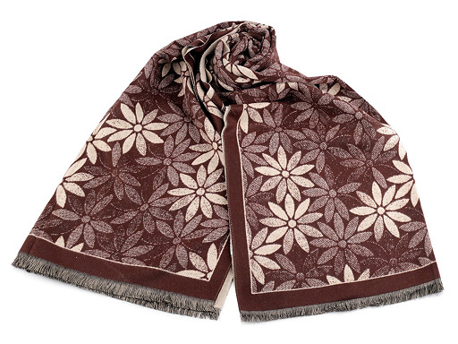 Šal u tipu kašmira s resama, cvjetići 60 x 180 cm