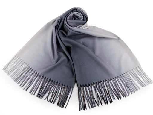 Cashmere type scarf with fringes, ombré 70x175 cm