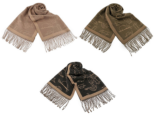 Szal / chusta z frędzelkami 65x180 cm kotki 