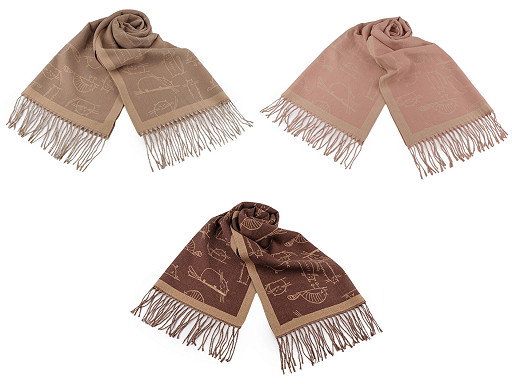 Kasmír kendő típusú sál, rojtok, cica minta 65x180 cm Kasmír kendő típusú sál, rojtok, cica minta 65x180 cm