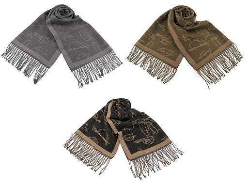 Winterschal/Plaid mit Fransen Katzen, 65 x 180 cm