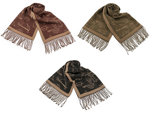 Winterschal/Plaid mit Fransen Katzen, 65 x 180 cm