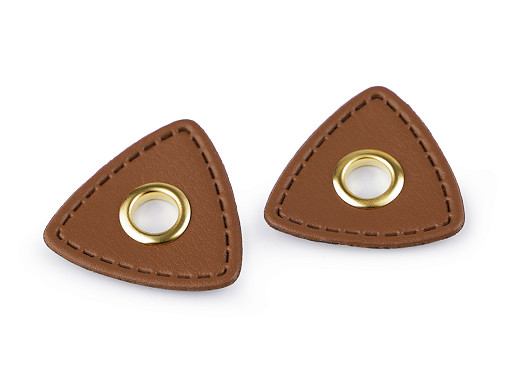 Empiècement triangulaire en similicuir avec œillet, à coudre, 8 mm