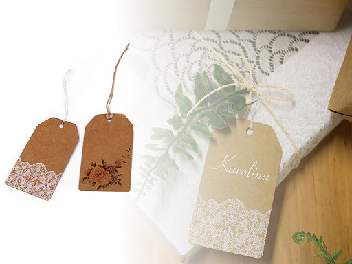 Natural Paper Tag / Name Tag with Print 50x90 mm