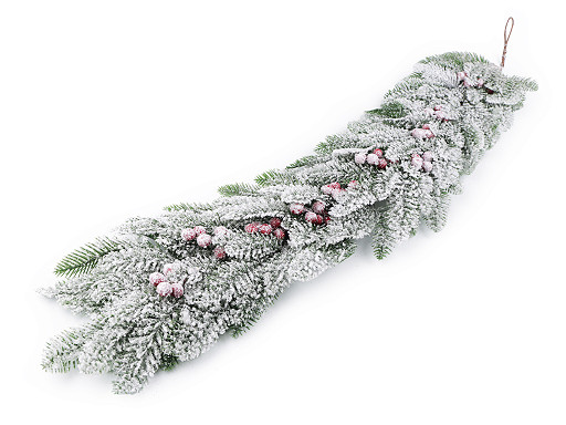 Schneebedeckte Weihnachtsgirlande mit Beeren