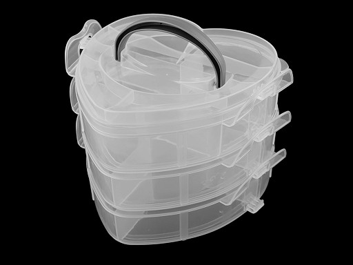 Sortierbox/Köfferchen aus Kunststoff Herz, ausziehbar 3 Etagen