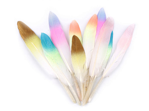 Színes természetes glitteres liba tollak 10-14 cm