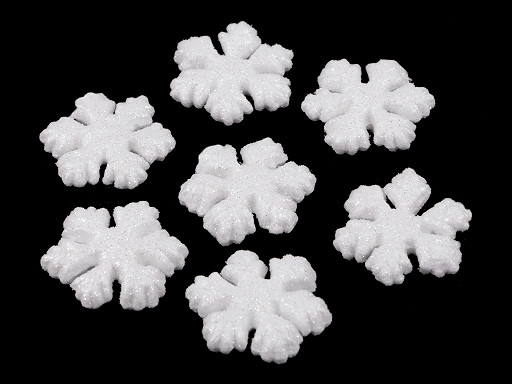 Sněhová vločka s glitry Ø4,5 cm polystyren