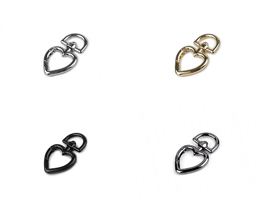 Metal Snap Heart Swivel Hook / Carabiner, 15 mm