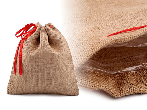 Gift Bag with Ribbon 25x30 cm Jute with Waterproof Foil 