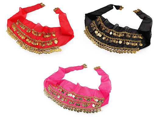 Chusta do tańca brzucha z pieniążkami monofilowa 23x140 cm