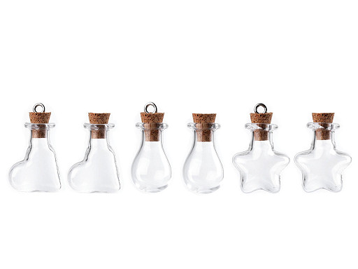 Glass Vials / Mini Glass Jars with Cork, Heart, Star