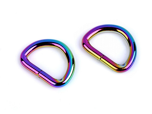 Anello a D, larghezza: 20 mm, motivo: arcobaleno
