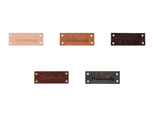 Etiqueta de cuero «Handmade», «With love» 16 x 44 mm