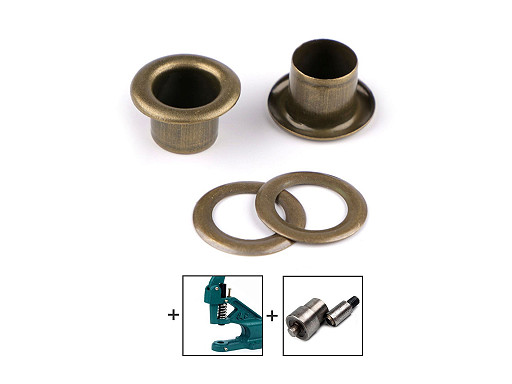 Oczka metalowe z podkładką wewnętrzna Ø8 mm / zewnętrzna Ø14 mm 