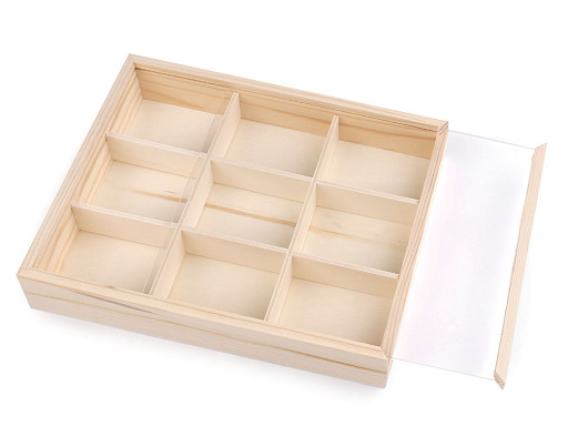 Scatola / Organizza-oggetti in legno, con coperchio scorrevole