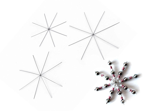 Christmas Star / Snowflaflake wire base for beading Ø10.5 cm, 12.5 cm, 13.5 cm