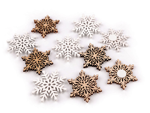  Flocons de neige autocollants en bois, assortiment