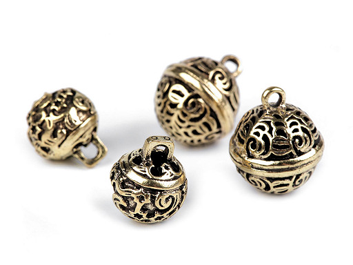 Brass Filigree Jingle Bells Ø12 mm, Ø15 mm