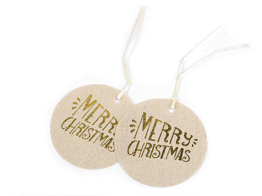 Vianočná visačka Merry Christmas, vločka Ø10 cm
