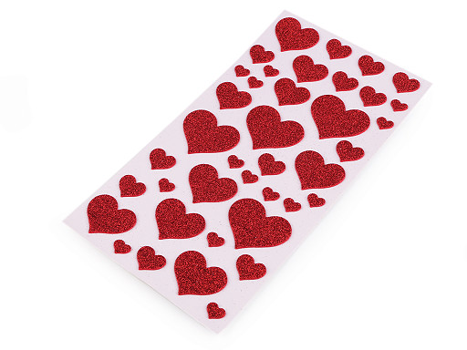 Self-adhesive Foam Rubber Moosgummi Hearts with Glitter - mix of sizes