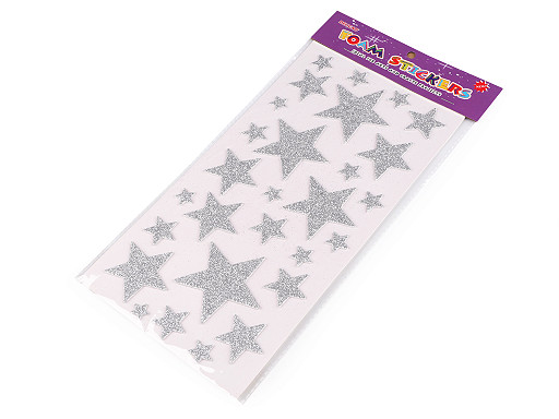 Self-adhesive foam rubber Moosgummi stars with glitter - mix of sizes