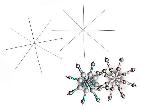 Base in filo per stella/fiocco di neve, motivo: natalizio, per perline, dimensioni: Ø 12 cm