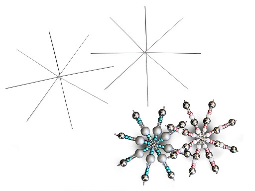 Base in filo per stella/fiocco di neve, motivo: natalizio, per perline, dimensioni: Ø 12 cm