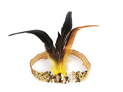 Retro carnival sequin headband with feathers