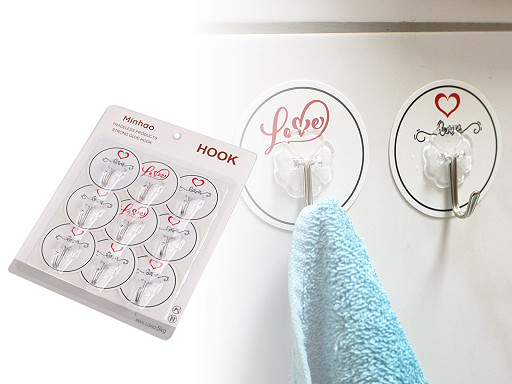 Self-adhesive hook metal Love set of 9 pcs