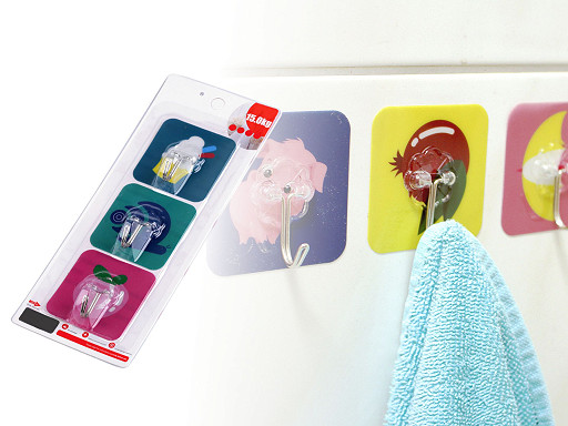 Self-adhesive metal hook with picture set of 3 pcs