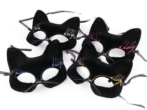 Carnival mask - velvet eye mask with glitter, cat