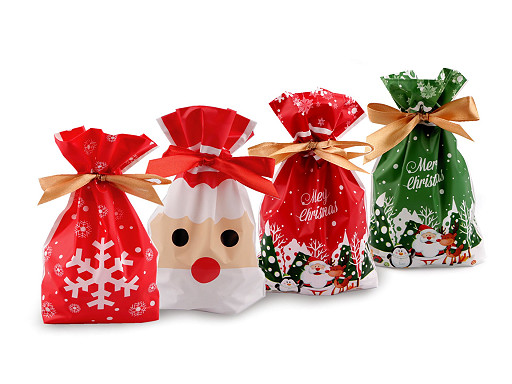 Candy bags / Goodie bags with Christmas ribbon 12x17.5 cm