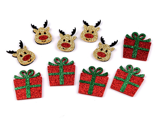 Christmas felt reindeer / gift applique with glitter