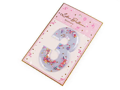 Birthday self-adhesive numbers with moving sequins