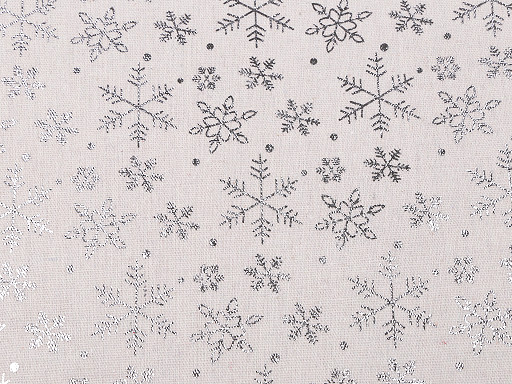 Christmas Cotton Fabric /  Metallic Linen Imitation, Snowflakes