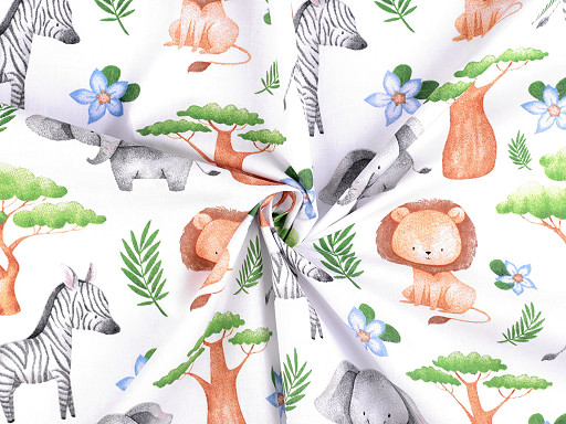 Cotton Fabric / Canvas, Safari Animals