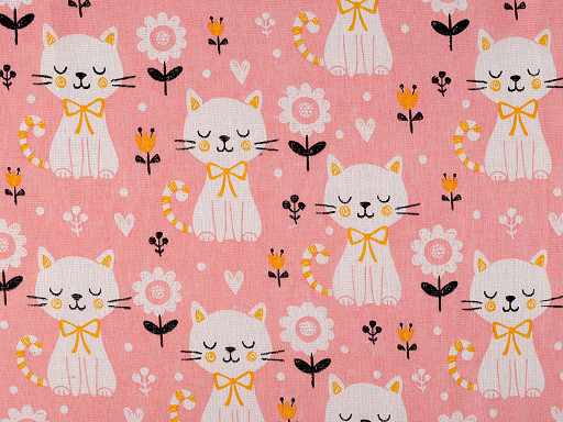 Tessuto di cotone / imitazione lino, materiale grezzo, motivo: gatto