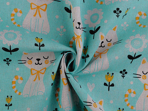 Cotton fabric  / linen imitation, coarser, cat