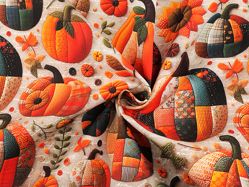 Cotton fabric / canvas with digital print, pumpkin / Autumn