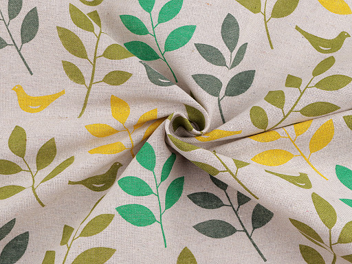 Decorative fabric / linen imitation / polycotton, leaves