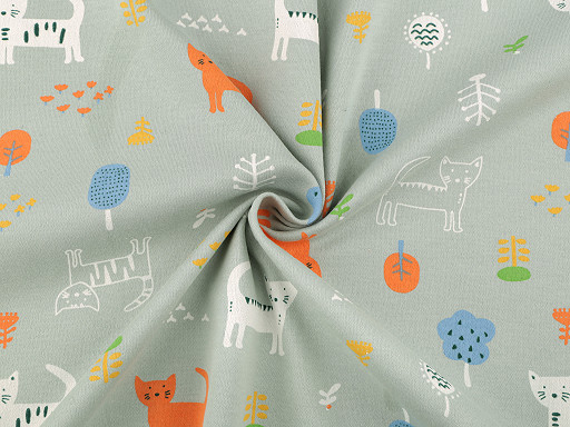 Cotton Knit Fabric, Cats, width 200 cm